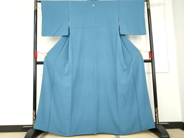 平和屋着物●上質な色無地 薄群青色 正絹 cs
