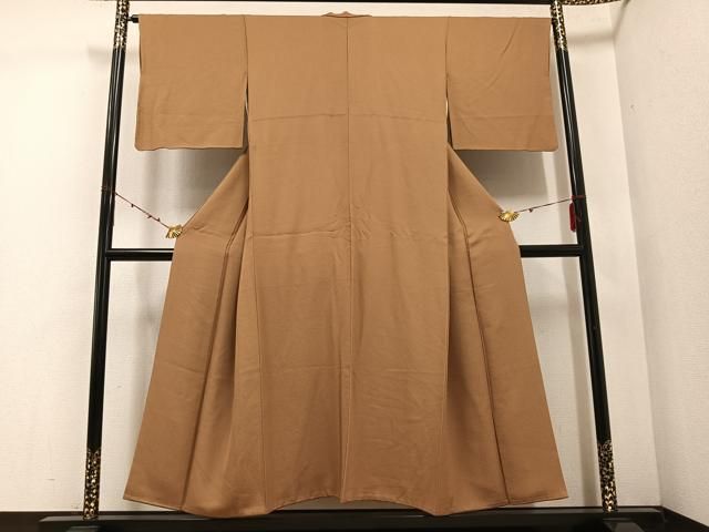 平和屋着物●上質な色無地 丁子染色 正絹 ph