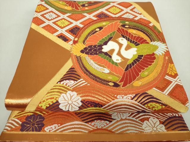 平和屋着物 西陣 全通柄袋帯 両岸一覧 北斎 正絹 逸品 CAAK4584hy(仕立て