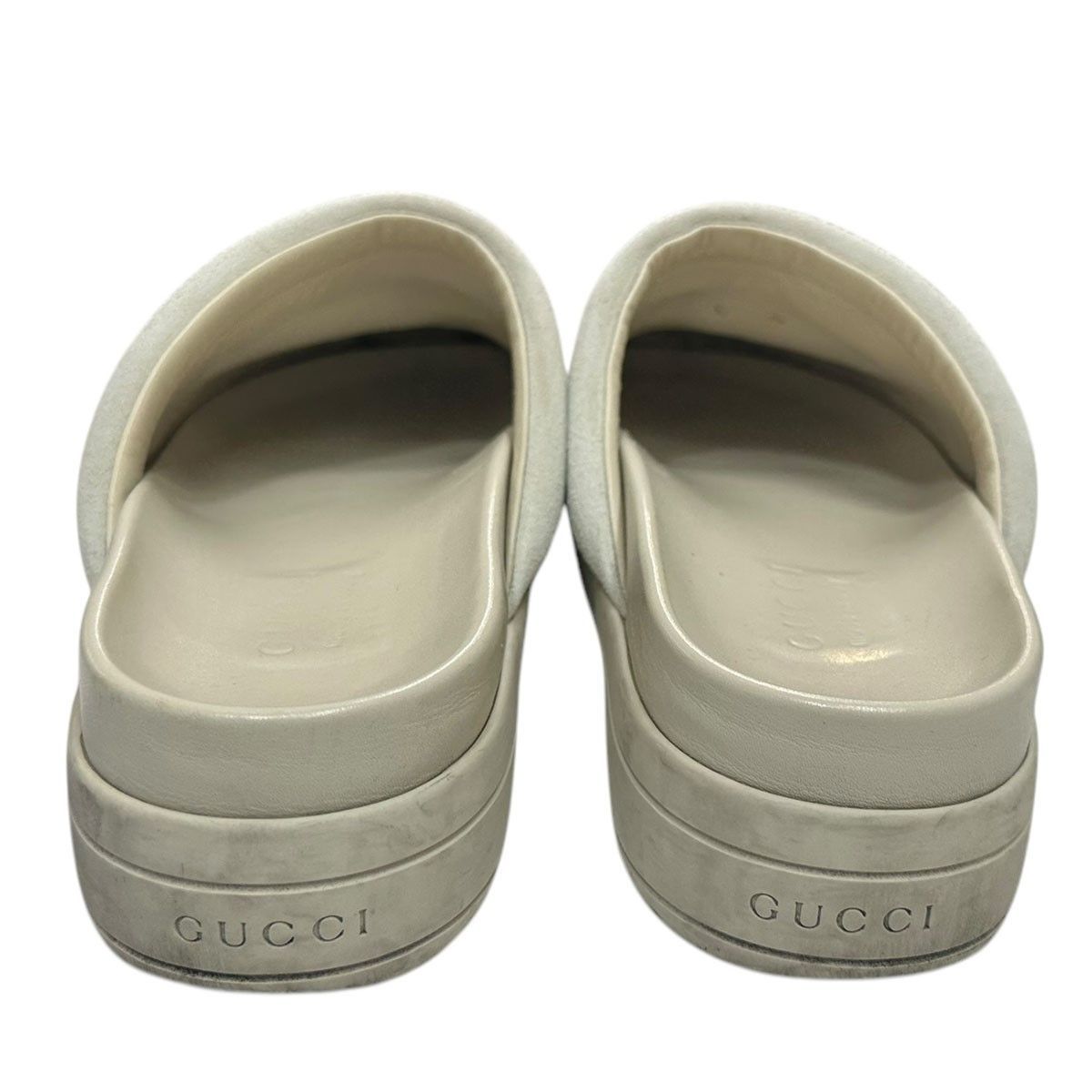 GUCCI / サンダル/--/WHT/レザー/496873 GUCCI ホールビッドグローブレザーサンダル 496873 8071000147288