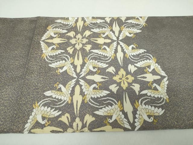 平和屋着物○爪掻き本綴れ 六通柄袋帯 花鳥菱文 金銀糸 正絹 逸品