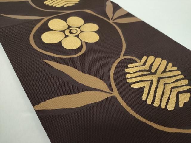 平和屋着物○六通柄袋帯 名物裂 笹蔓 金糸 正絹 逸品 DABA1309ps