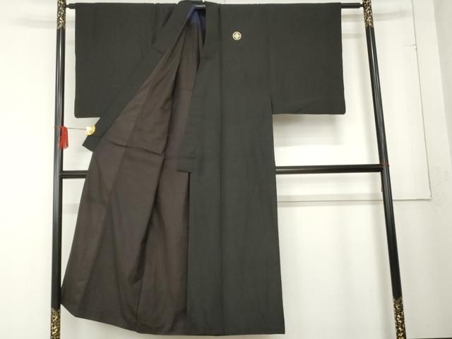 平和屋着物 男性 黒紋付 羽織セット 正絹 cs