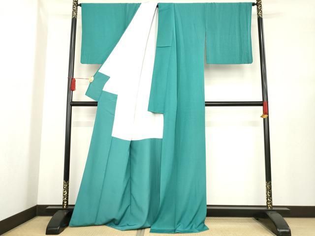 平和屋着物●上質な色無地 青碧色