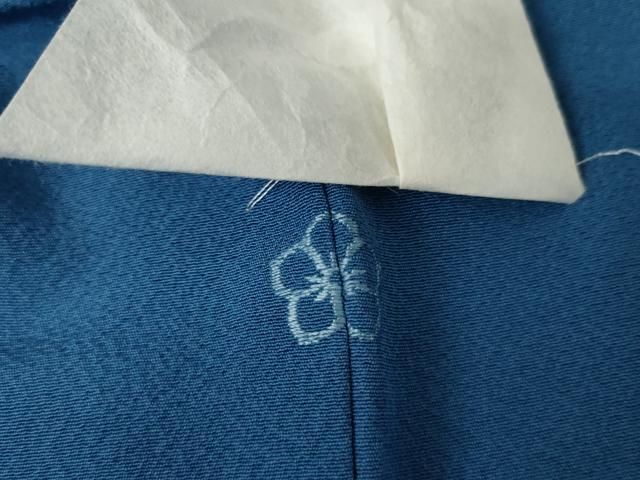  平和屋着物 上質な色無地 草木お茶染め 紺碧色 反端付き 正絹 cs 色無地 着物
