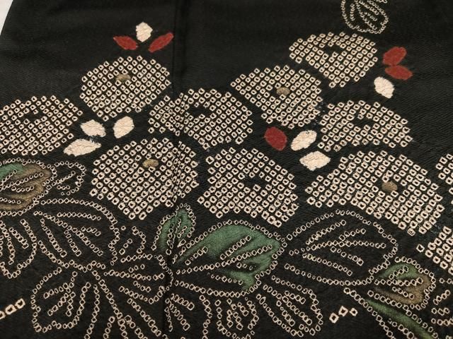 平和屋着物○訪問着 絞り 草花文 黒地 正絹 逸品 AABE2573ph - メルカリ