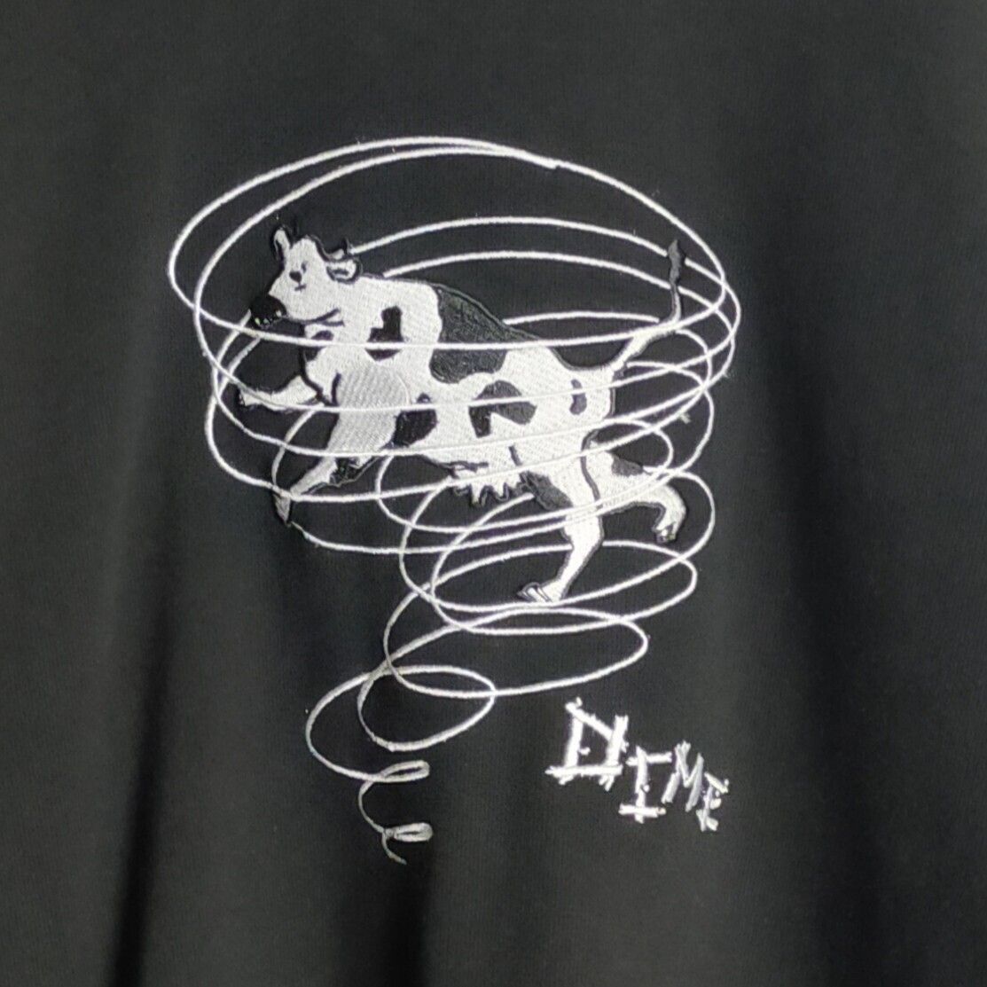 希少】Dime ダイム パーカー L 黒 ブラック 刺繍ロゴ センターロゴ