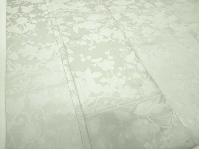  平和屋着物●上質な色無地 枝花地紋 薄雲鼠色 正絹 ps 色無地 着物