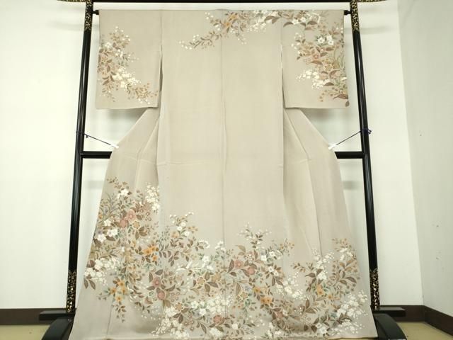 平和屋着物○訪問着 花鳥文 鬼しぼ縮緬 金彩 正絹 逸品 DABA1420ps