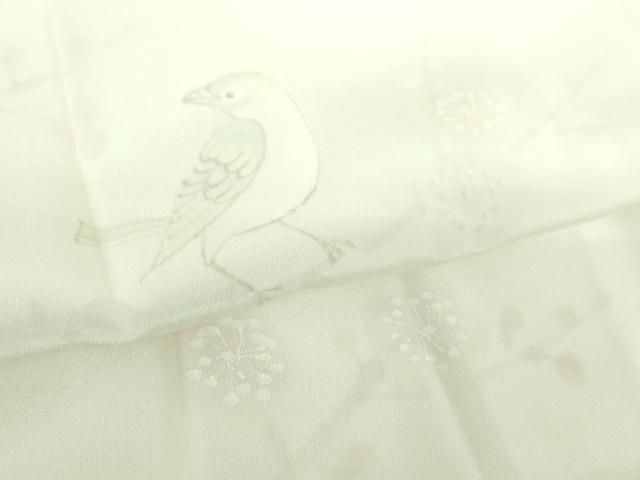  平和屋着物●上質な長襦袢 袷 手描き 休み鳥 枝梅 暈し染め 正絹 ps 長襦袢 長襦袢 半襦袢