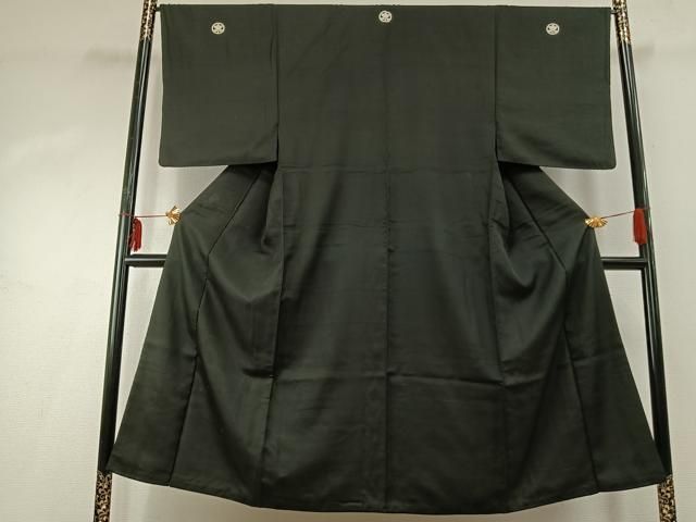 平和屋着物●男性 黒紋付 正絹 fy