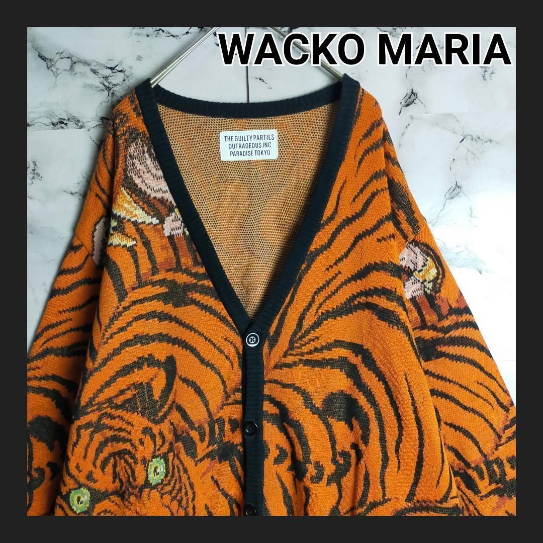 希少】WACKO MARIA×Tim Lehi 虎 カーディガン M(L相当) オレンジ 黒 総