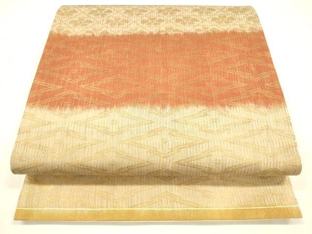 平和屋着物＊夏物　六通柄袋帯　花菱文　金糸　正絹　逸品　DABA0463cm 平和屋着物＊夏物 六通柄袋帯 花菱文 金糸 正絹 逸品 DABA0463cm