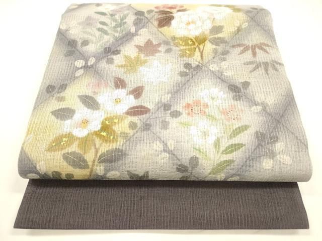 平和屋着物＊夏物　太鼓柄袋帯　草花文　金彩　正絹　逸品　DABA0472cm 平和屋着物＊夏物 太鼓柄袋帯 草花文 金彩 正絹 逸品 DABA0472cm