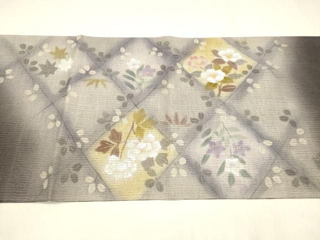 平和屋着物＊夏物 太鼓柄袋帯 草花文 金彩 正絹 逸品 DABA0472cm