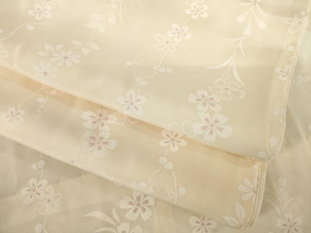 平和屋着物○長襦袢 無双仕立て 草花文 広衿仕立て 正絹 逸品 AABE2080ck