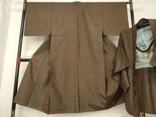 創州庵　紬 平和屋着物○男性 本場大島紬 アンサンブル 亀甲文 正絹 逸品 未使用