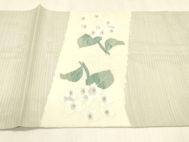 平和屋着物＊夏物 絽綴れ 太鼓柄袋帯 紫陽花 金銀糸 正絹 逸品
