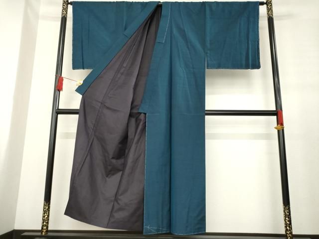 平和屋着物 男性 紬 アンサンブル 色無地 褐返し色 正絹 ck