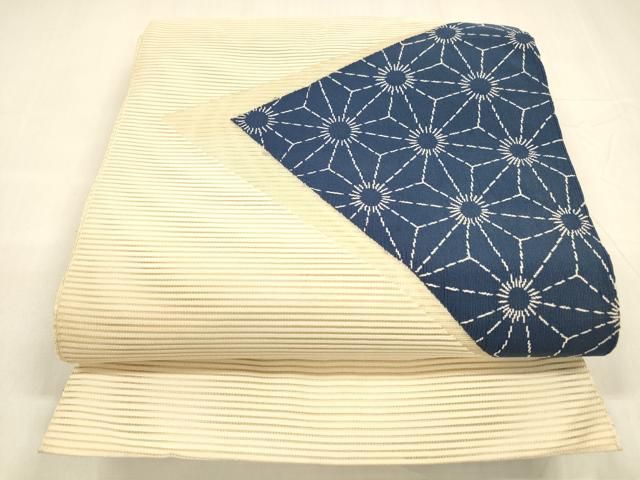 平和屋着物＊夏物　絽綴れ　八寸名古屋帯　麻の葉文様　正絹　逸品　DABA0487cm 平和屋着物＊夏物 絽綴れ 八寸名古屋帯 麻の葉文様 正絹 逸品 DABA0487cm