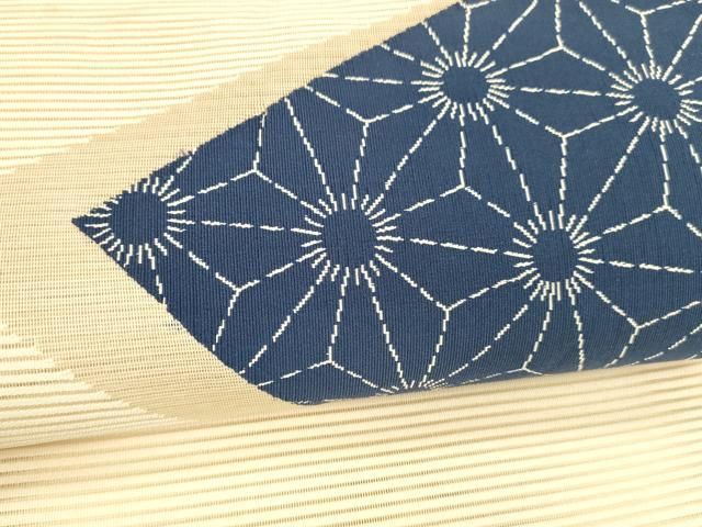 平和屋着物＊夏物 絽綴れ 八寸名古屋帯 麻の葉文様 正絹 逸品 DABA0487cm