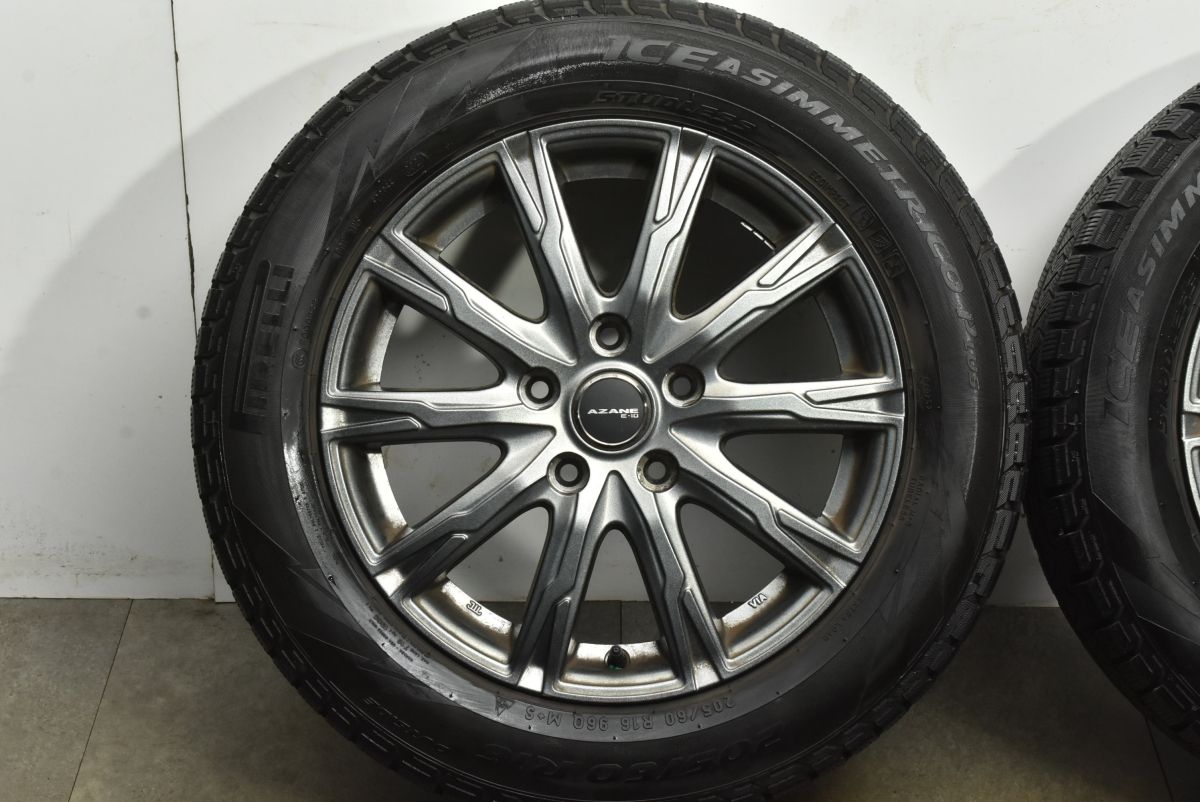  程度良好品 AZANE 16 in 6 5 J 53 PCD 114 3 ピレリ アイスアシンメトリコプラス 205 60 R ノア ヴォクシー エスクァイア ステップワゴン 16インチ タイヤ ホイールセット