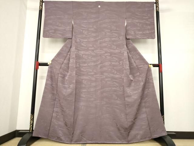 平和屋着物●上質な色無地 立波地紋 濃色 正絹 ck