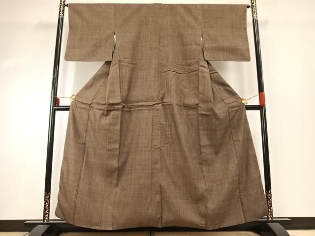 平和屋着物○本場結城紬 重要無形文化財 色無地 樺茶色 正絹 逸品