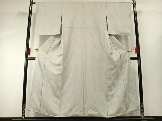 平和屋着物 上質な色無地 斜め立涌地紋 灰黄緑色 正絹 fy