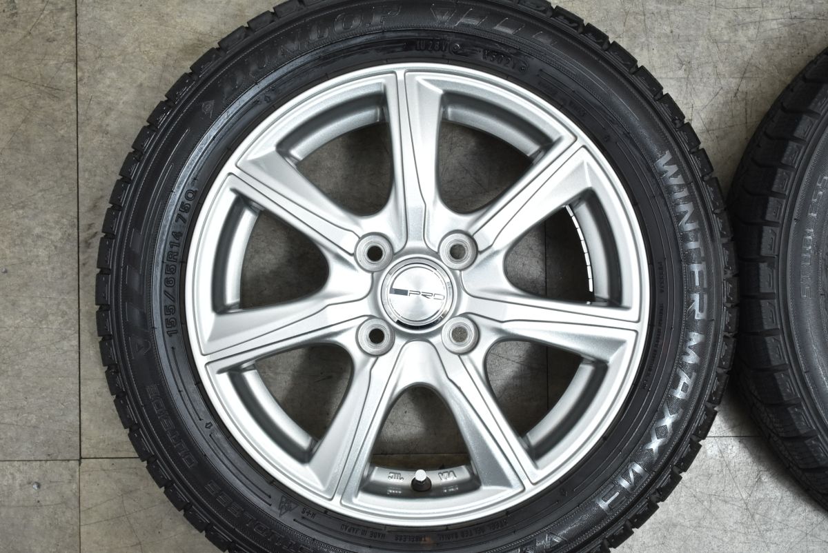 軽自動車サイズ PRD 14 in 4 5 J 45 PCD 100 ダンロップ ウィンターマックス WM 03 155 65 R ワゴンR アルト タント ムーヴ スペーシア