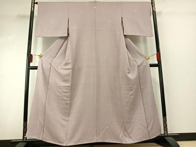 平和屋着物 上質な色無地 吉祥花地紋 薄柿色 正絹 fy