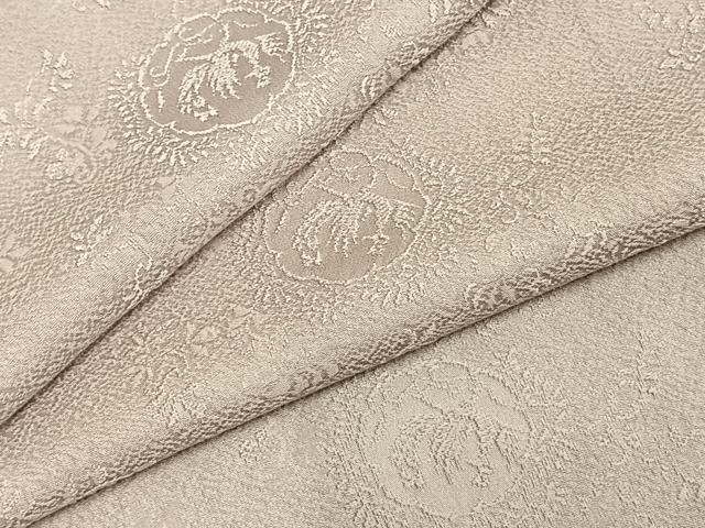 平和屋着物 上質な色無地 吉祥花地紋 薄柿色 正絹 fy