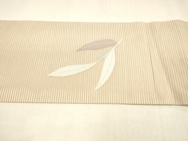 平和屋着物＊夏物 九寸名古屋帯 流水草葉文 銀糸 正絹 逸品 DABA0516cm