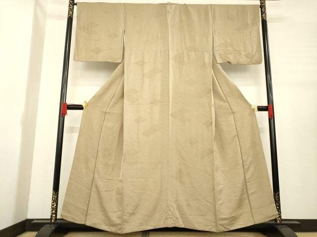 平和屋着物 上質な色無地 菱繋ぎ地紋 空五倍子色 正絹 ck