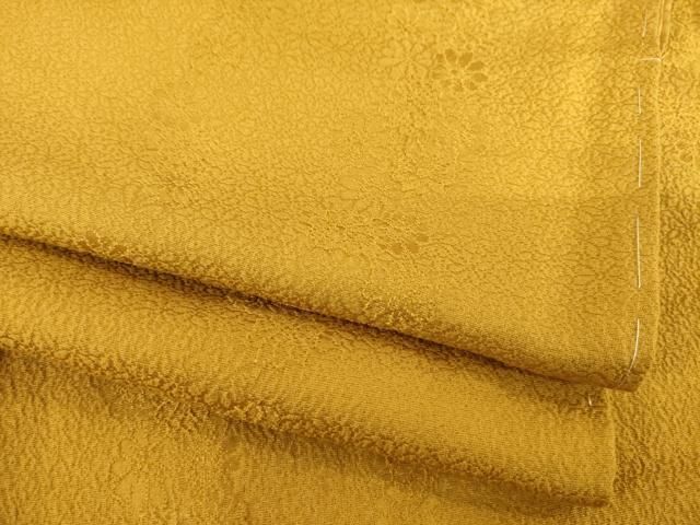 平和屋着物 上質な色無地 花尽くし地紋 山吹茶色 正絹 ck