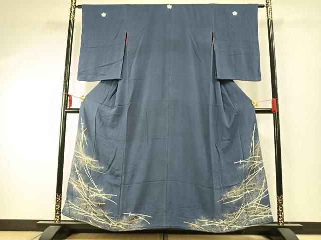 平和屋着物 アンティーク 大正ロマン 色留袖 松葉 金糸 鬼しぼ縮緬 正絹 fy