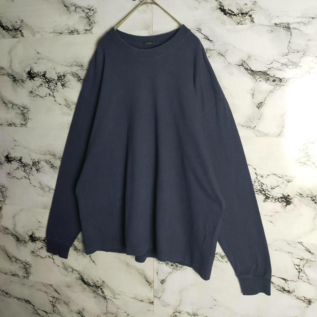 名作】COMOLI コモリ 空紡天竺 長袖Tシャツ 3(L相当) ネイビー 紺 ロン