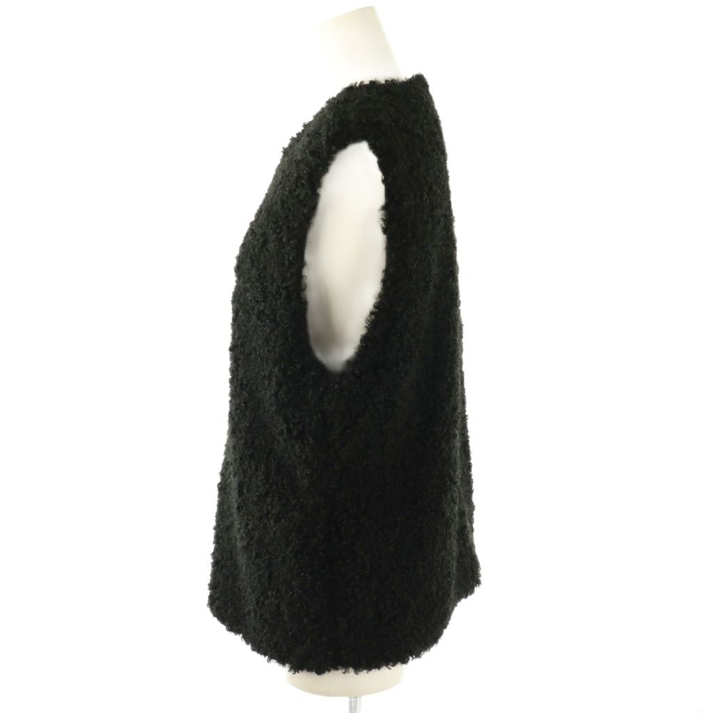 イエナ IENA 23AW フェイクファーベスト ジップアップ ブラック /HK