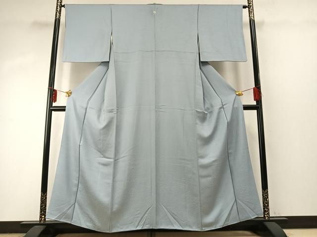 平和屋着物●上質な色無地 草花地紋 白藍色 正絹 fy