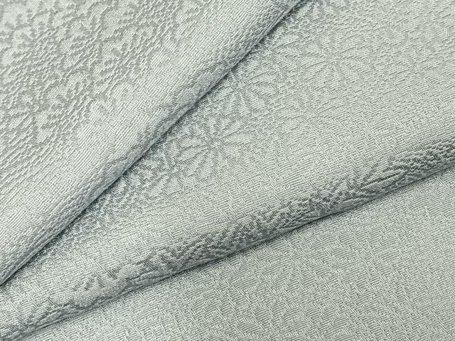 平和屋着物●上質な色無地 草花地紋 白藍色 正絹 fy