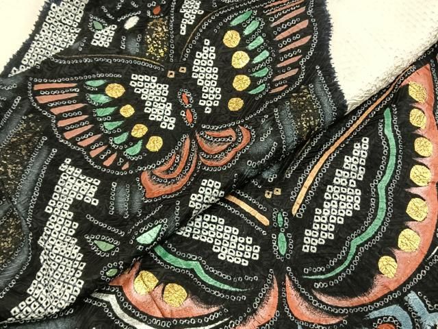 平和屋着物○豪華振袖 絞り 舞蝶文 暈し染め 金銀彩 正絹 逸品