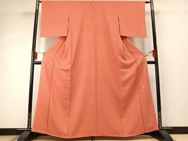 平和屋着物●本草木染作家 瑞寶 色無地 甚三紅色 正絹 fy