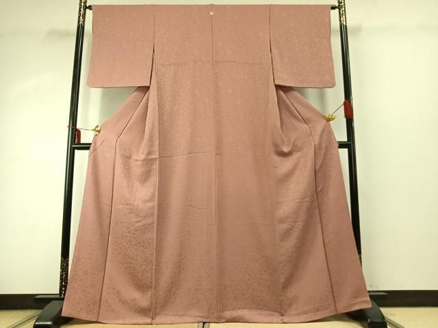 平和屋着物●上質な色無地 花唐草地紋 ときがら茶色 正絹 fy