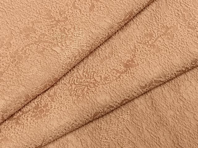 平和屋着物 上質な色無地 花唐草地紋 ときがら茶色 正絹 fy