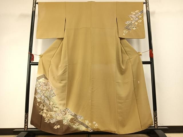 平和屋着物●越後十日町の一流染匠　桐屋・翠山工房　訪問着　総絞り　道長文　暈し染め　ロング丈　正絹　逸品　AABE1660fy 平和屋着物○越後十日町の一流染匠 桐屋・翠山工房 訪問着 絞り 辻が花