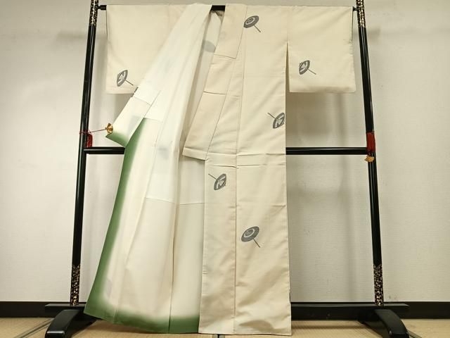 平和屋着物○京の名門・菱屋六右ェ門 紬 番傘 正絹 逸品 AABE1674fy