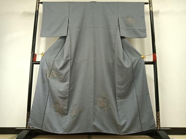 平和屋着物●訪問着　総刺繍　片輪車花文　金糸　正絹　逸品　AABE1690fy 平和屋着物○訪問着 総刺繍 片輪車花文 金糸 正絹 逸品 AABE1690fy