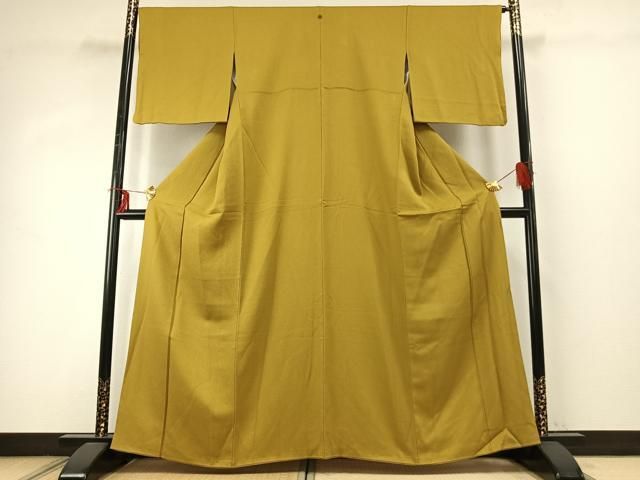 平和屋着物●上質な色無地 芥子色 正絹 fy