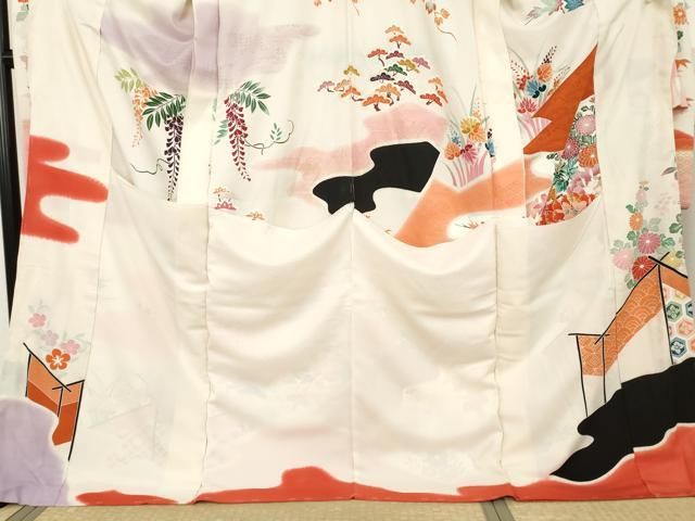 平和屋着物○豪華振袖 駒刺繍 花車吉祥文 暈し染め 上代81万 金彩 仮絵