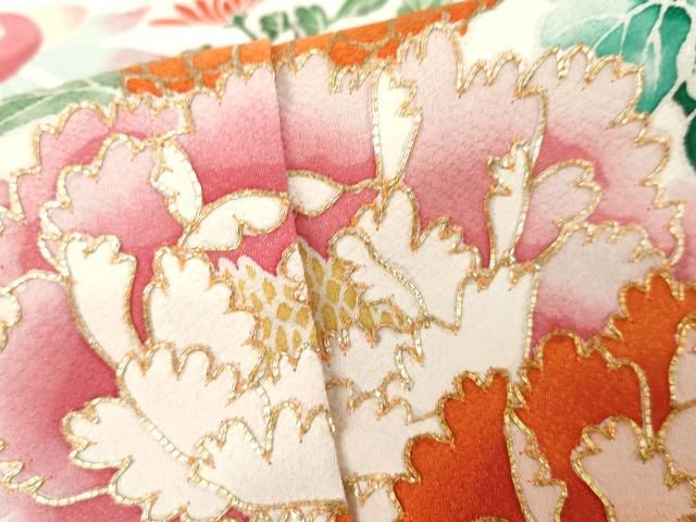 平和屋着物○豪華振袖 駒刺繍 花車吉祥文 暈し染め 上代81万 金彩 仮絵
